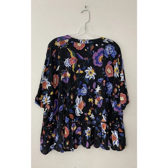 Anthropologie Medium JOVIE Floral Button Up Shirt Dolman Sleeve Colorful READ - Picture 2 of 10
